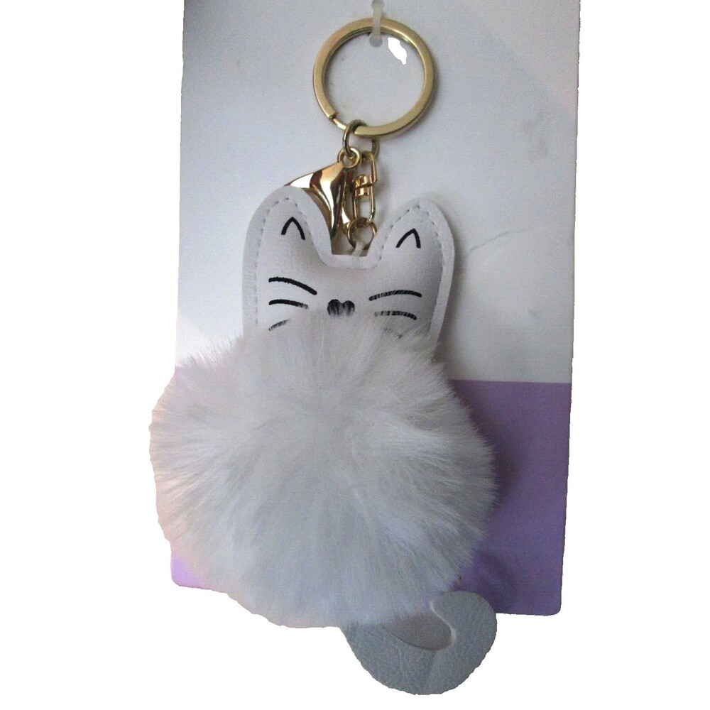 FOREVER 21 CAT POMPOM KEYCHAIN